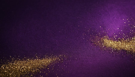 Glitter vintage lights background. gold and purple. de-focusedの素材