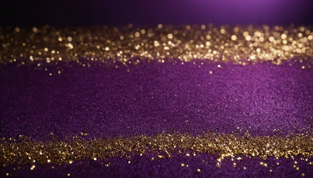purple glitter vintage lights background. gold and purple. defocusedの素材