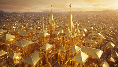 Aerial view of Tibidabo temple in Barcelona, Spain.の素材