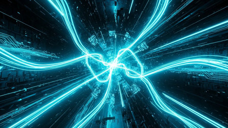 3D rendering of abstract technology concept background. Hi-tech communication conceptの素材