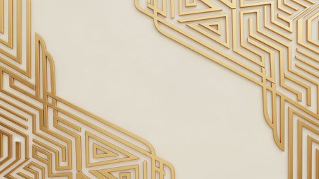 3d render of abstract background with golden geometric pattern. Minimal style.の素材