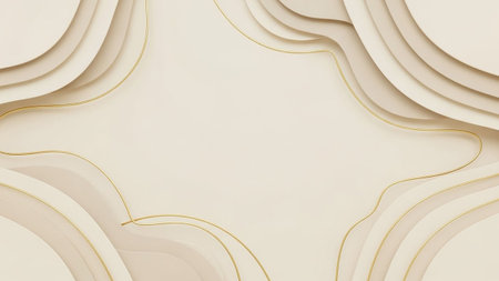 3d render of beige paper background with gold line art patternの素材