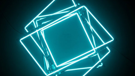 3d rendering of abstract geometric background with neon lights. 3d illustrationの素材