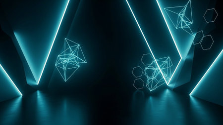 Abstract background with neon lights. 3d rendering, 3d illustration.の素材