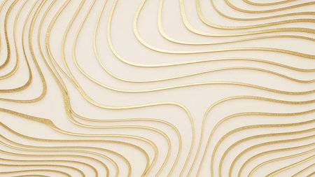 Gold paper texture with cut lines. 3d rendering, 3d illustration.の素材