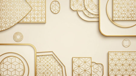 3d rendering of golden paper cut chinese new year background.の素材