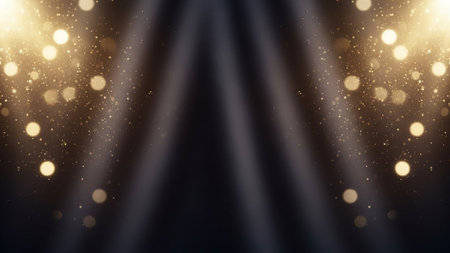 abstract background with bokeh defocused lights and rays of lightの素材