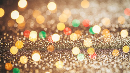 Colorful bokeh background. Festive Christmas and New Year background.の素材