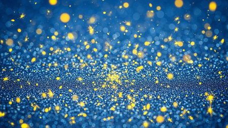 blue glitter vintage lights background. gold and blue. de-focusedの素材