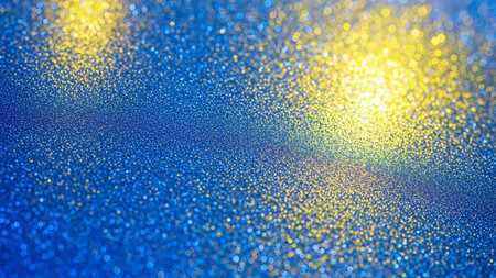 glitter vintage lights background. gold and blue. de-focusedの素材