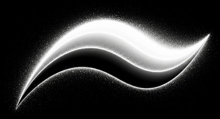 Abstract white curved lines on black background. Vector illustration for your designの素材