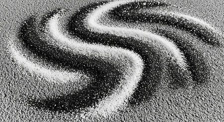 abstract background of black and white sand with a spiral pattern.の素材