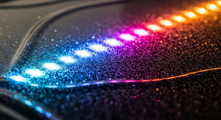 Close-up of LED lights on a car. Selective focus.の素材