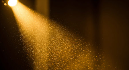 abstract yellow bokeh background with rays of light and smokeの素材