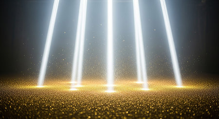 Light effect background. Glowing yellow and white lines. 3d renderの素材