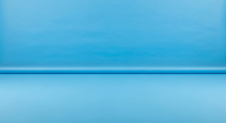 Blue wall and floor background with copy space for text or image.の素材