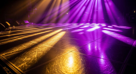 stage lighting effect in the dark, closeup of photo with soft focusの素材