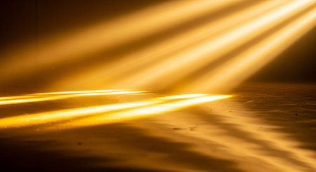 abstract scene of light in the dark with a ray of lightの素材