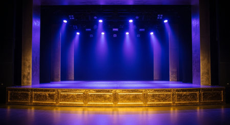 Stage Spotlight with Stage Podium Scene, Stage Spotlight on Stage Backgroundの素材