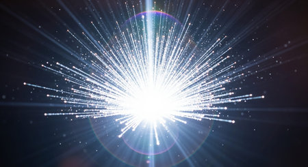 abstract rays of light with lens flare and bokeh effectの素材