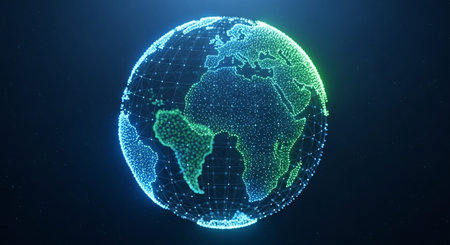 Global network connection. World map. 3d illustration. Globalization concept.の素材