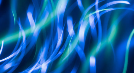 abstract blue background with lines and bokeh defocused lightsの素材