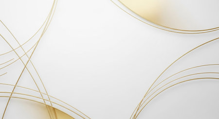 Abstract white background with golden lines. 3d render, 3d illustrationの素材