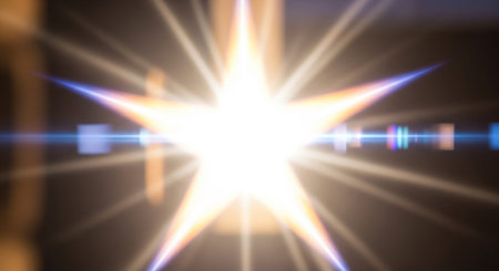 star with lens flare and bokeh effect made in 3d softwareの素材