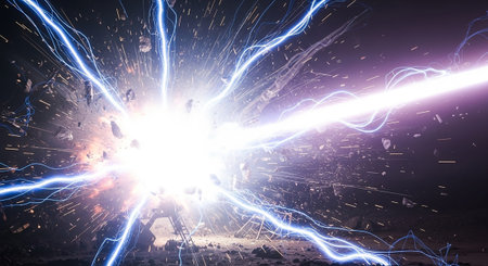 Glowing lightning on dark background 3D rendering elements of this image furnished by NASAの素材