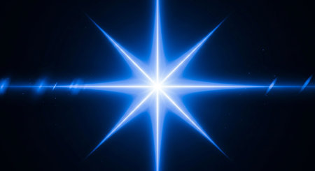 star with lens flare and bokeh effect made in 3d softwareの素材