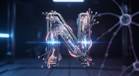 Futuristic alphabet letter N 3D rendering elements of this image furnished by NASAの素材