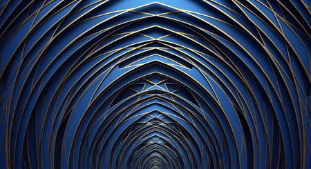 abstract blue background with golden lines. 3d rendering, 3d illustration.の素材
