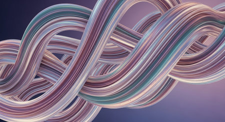 3d rendering of abstract wavy shape in pink and blue colorsの素材