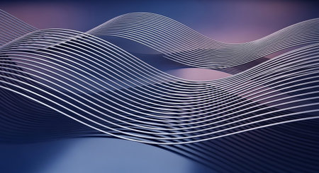 Abstract 3d rendering of wavy surface. Futuristic background.の素材