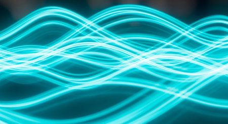 abstract blue background with smooth lines and bokeh in itの素材