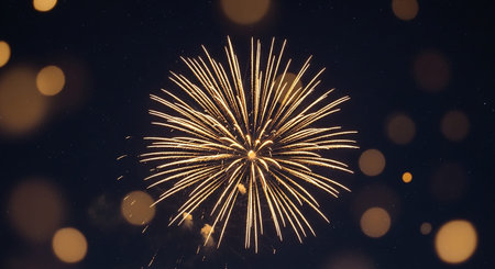 Beautiful colorful firework display for celebration happy new year and merry christmasの素材