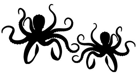 Octopus silhouette vector for websites, graphics related artworkのイラスト素材