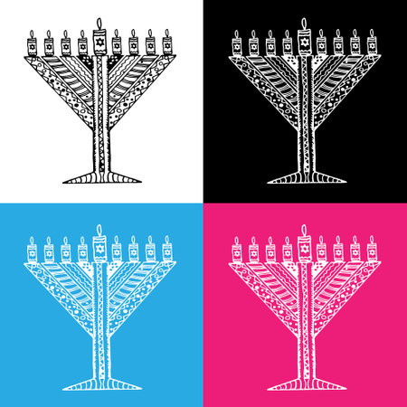 Hanukkah candles drawing vector for websites, printing and othersのイラスト素材