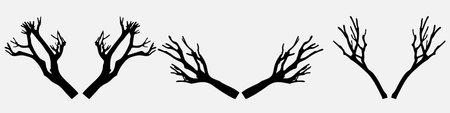 Halloween skeleton hands set. Vector illustration in black and white colors.のイラスト素材