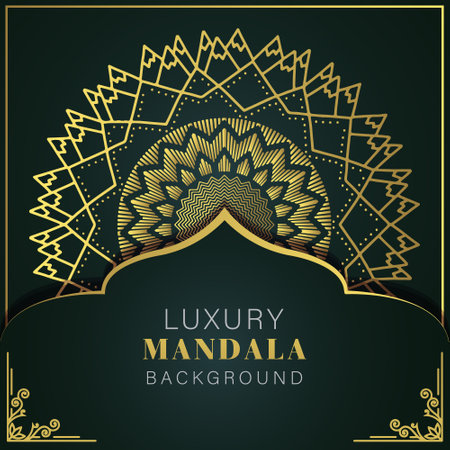 Luxury background with golden mandala ornament. Vector illustration.のイラスト素材