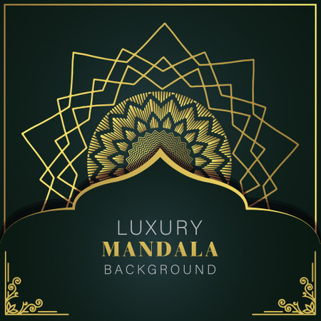 Luxury background with golden mandala. Template for laser cutting. Vector illustrationのイラスト素材