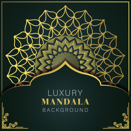Luxury mandala design background. Decorative greeting card or invitation template.のイラスト素材