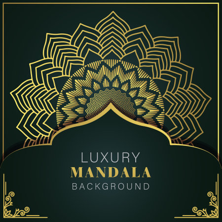 Luxury background with golden mandala. Template for design. Vector illustrationのイラスト素材