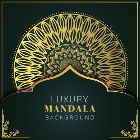Luxury mandala design background with gold ornament. Vector illustrationのイラスト素材