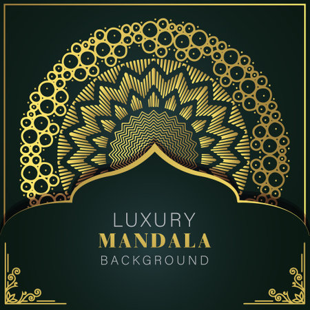 Luxury background with gold mandala ornament. Vector illustration.のイラスト素材