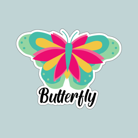 Butterfly design over blue background, vector illustration. Flat design.のイラスト素材