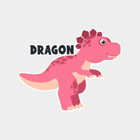 Cute dinosaur sticker. Vector illustration in flat style isolated on white background.のイラスト素材