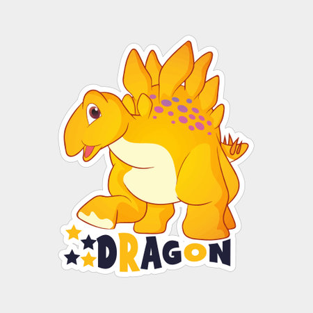 Cute dinosaur sticker. Cartoon stegosaurus. Vector illustration.のイラスト素材