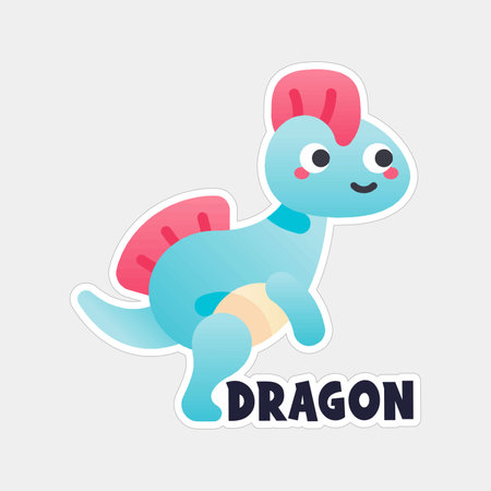 Dinosaur sticker. Cute cartoon dinosaur character. Vector illustration.のイラスト素材