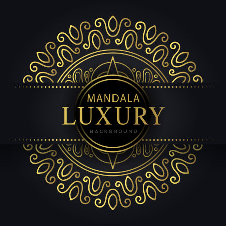 Luxury golden background with mandala ornament. Vector illustration.のイラスト素材
